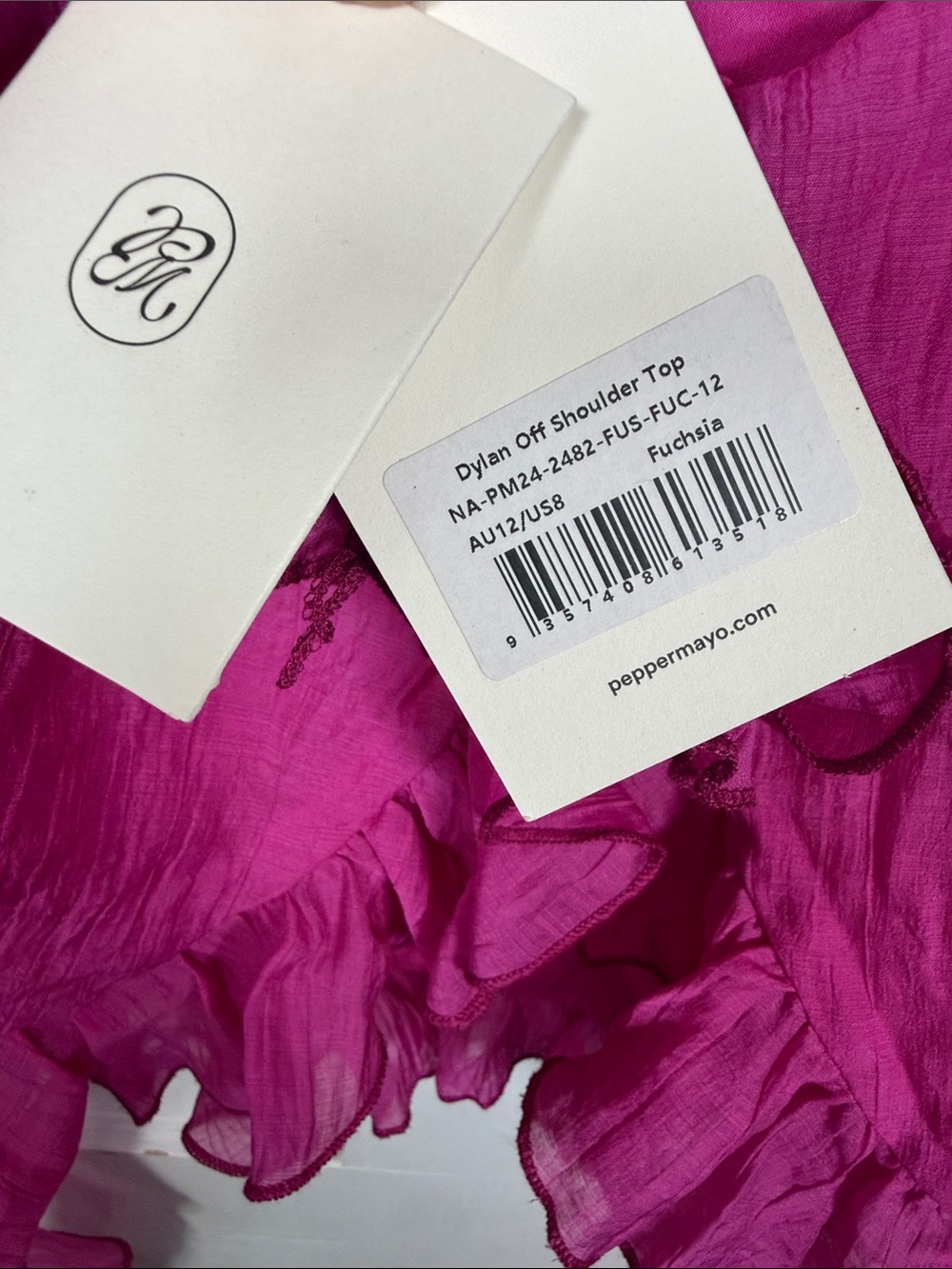 Peppermayo Exclusive Dylan Off Shoulder Ruffle Top Fuchsia New with Tags W2509 - Picture 7 of 11